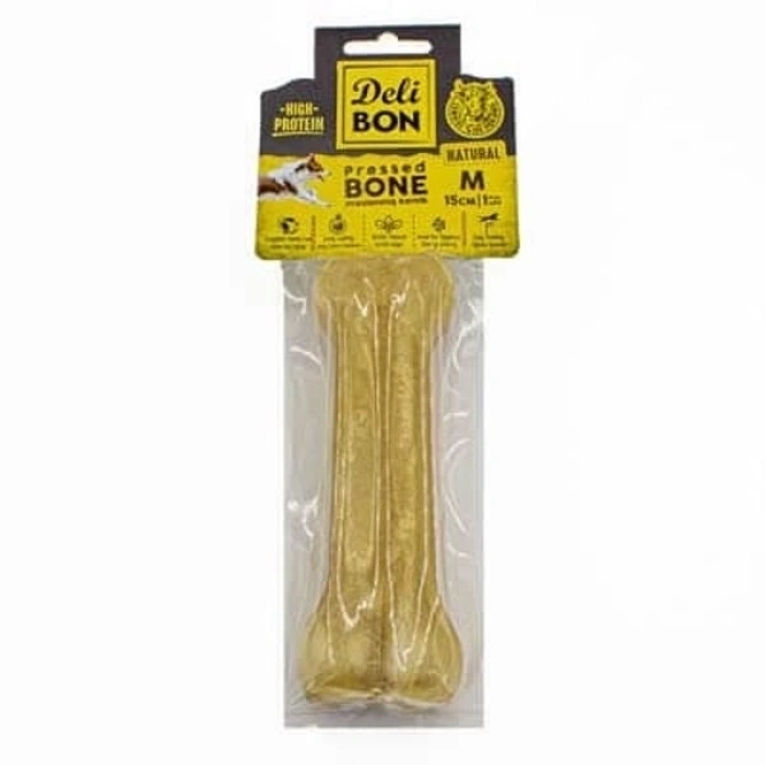 ÇOK SATAN Delibon Deri Press Köpek Kemik Ödülü Medium Naturel 15 Cm 1 Adet