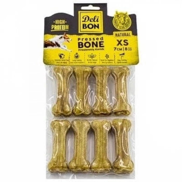 ÇOK SATAN Delibon Deri Press Köpek Kemik Ödülü Xsmall Naturel 7 Cm 8 Adet