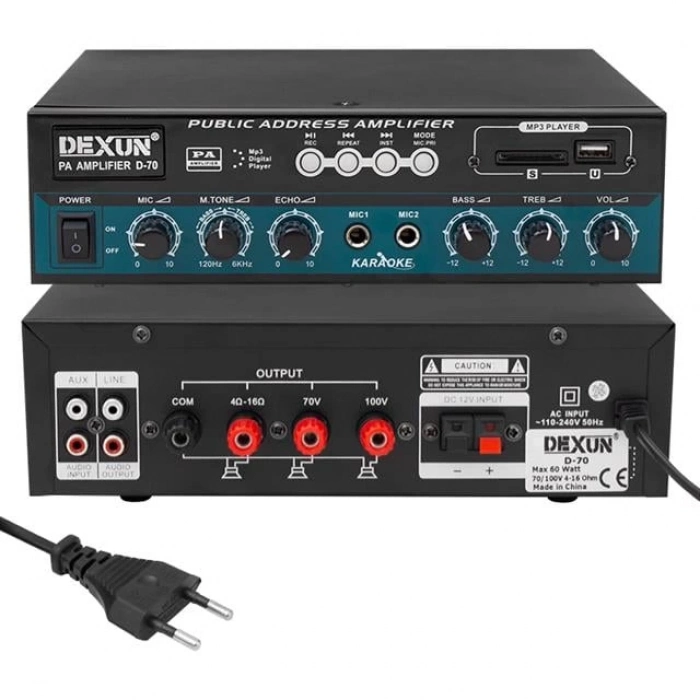 ÇOK SATAN Dexun D-70 Usb-sd-aux-bluetooth Destekli 50 Watt 100 Volt 4-16 Ohm Hat Trafolu Anfi