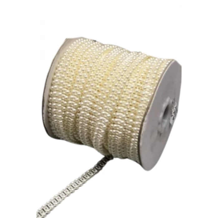 ÇOK SATAN Dikilebilir Sıralı İnci En 1 cm Krem 10 Metre