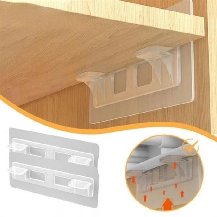 ÇOK SATAN Dolap İçi Raflar İçin 4lü Plastik Güçlü Yapışkanlı Raf Destek Aparatı