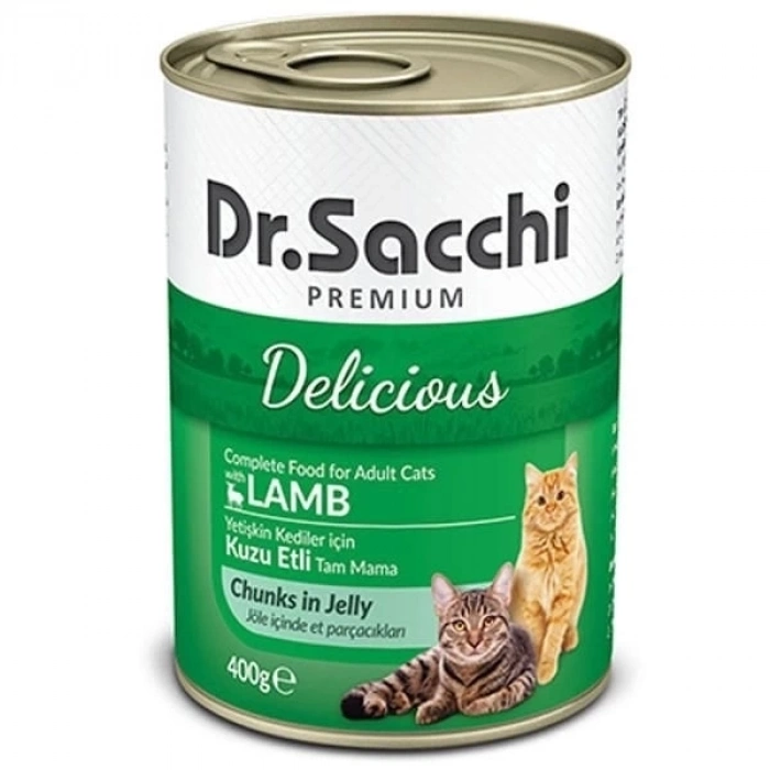 ÇOK SATAN Dr.Sacchi Kuzu Etli Yetişkin Konserve Kedi Maması 400 Gr