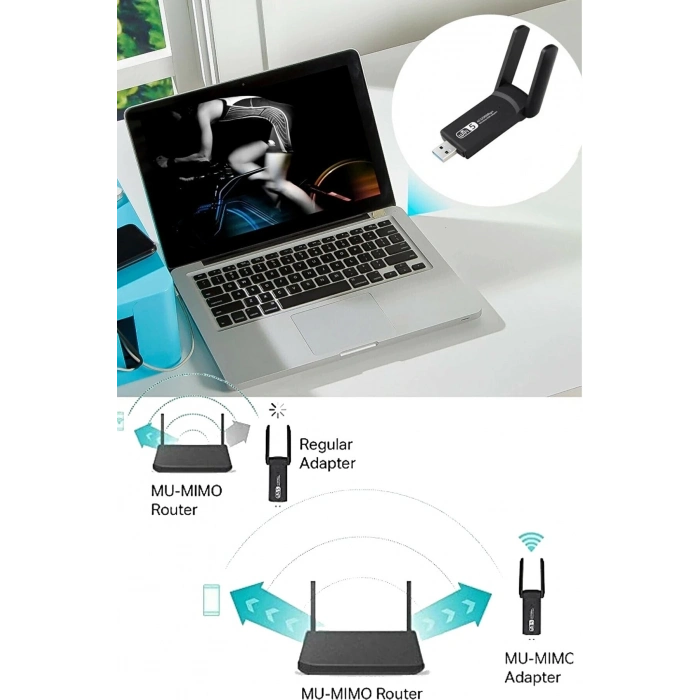 ÇOK SATAN Dual Band Ac1200 Usb 3.0 Adaptör Kablosuz Wifi Yükseltici