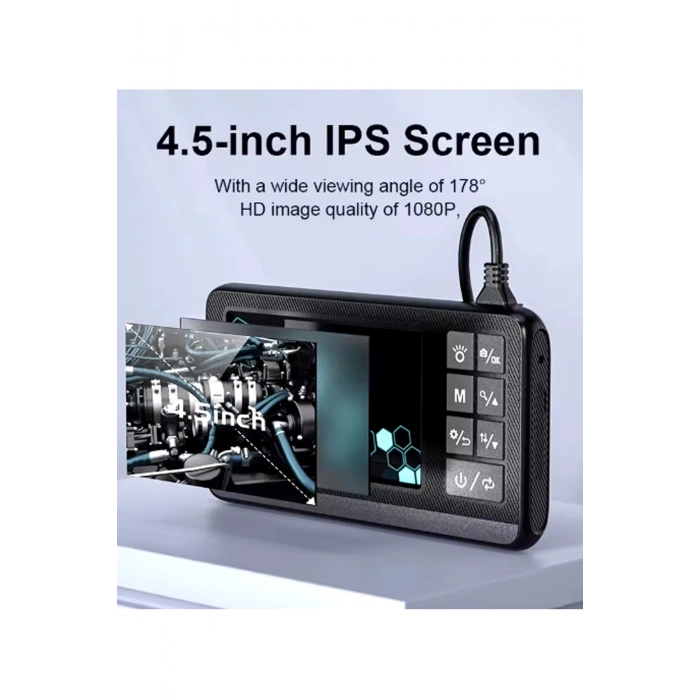 ÇOK SATAN Ekranlı Çift Kameralı 5 Mt Sert Kablo Endoskop Kamera 8 Mm 4.3 Inc Hafıza Kart Destekli