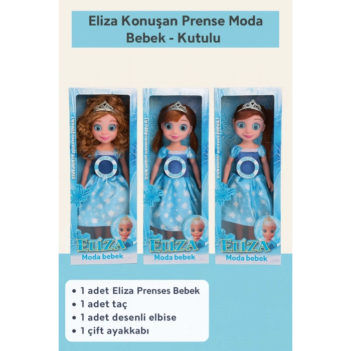 ÇOK SATAN Eliza Konuşan Prenses Moda Bebek Taçlı, Işıltılı Elbiseli, Kutulu Oyuncak Bebek