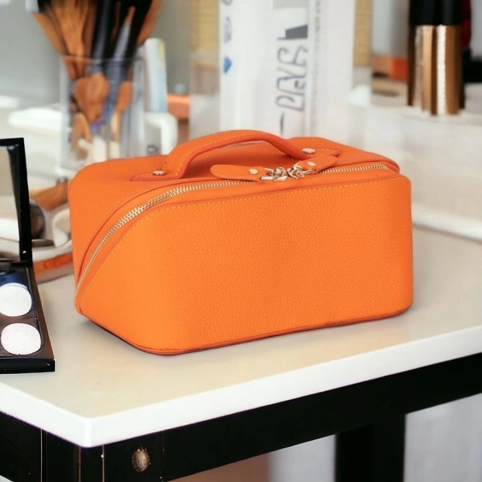 ÇOK SATAN Ella Kadın Seyahat Kozmetik Bakım Makyaj Çantası Organizer Orange