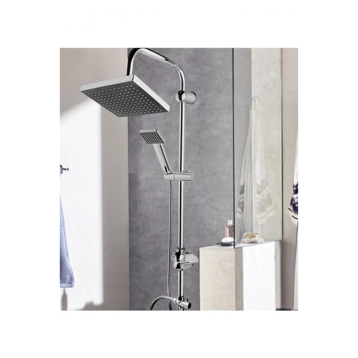 ÇOK SATAN Epilons Robot Tepe Duş Sistemi Yağmurlama Duş Seti Krom Siyah Kare