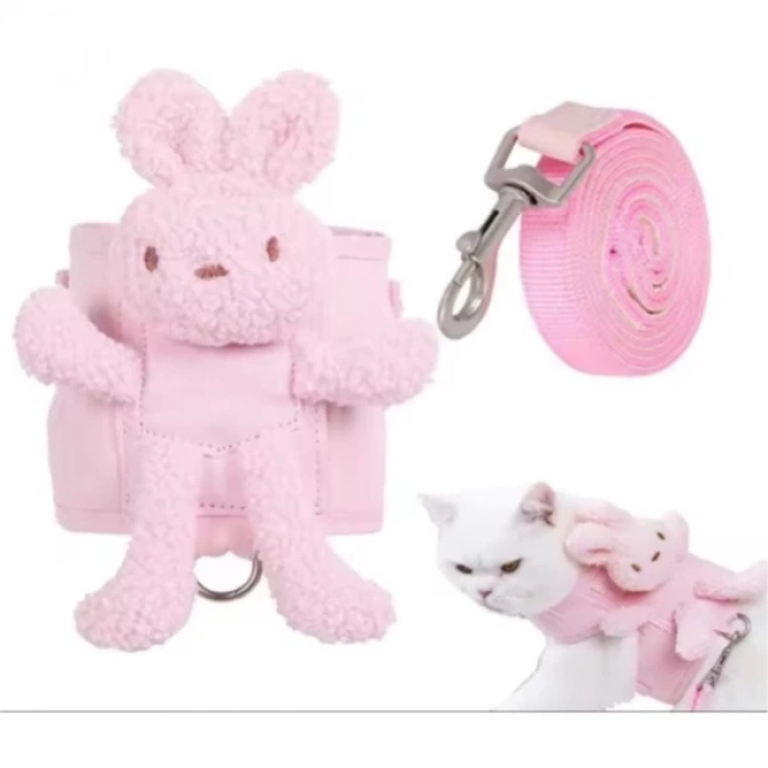 ÇOK SATAN Evcil Hayvan Peluş Ayıcıklı Göğüs Gezdirme Tasması Set