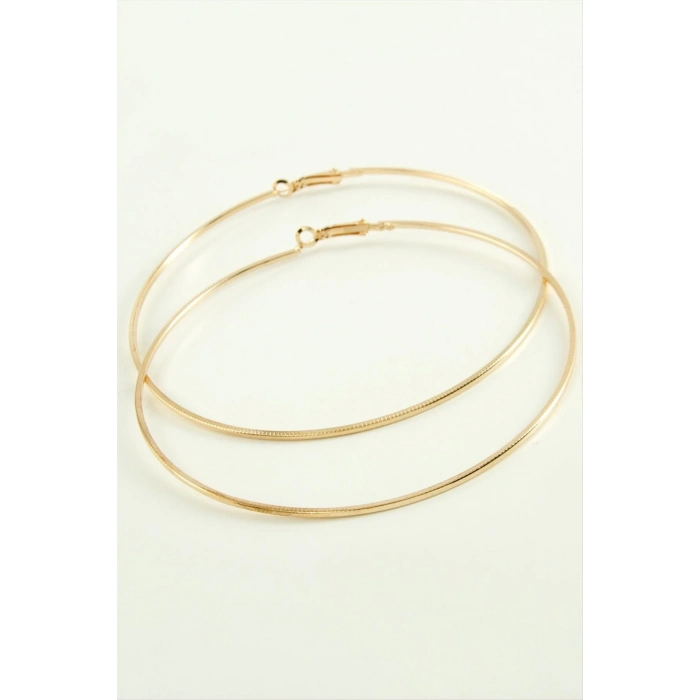 ÇOK SATAN Ezme Çizgili Metal Halka Küpe 8-9-10 cm