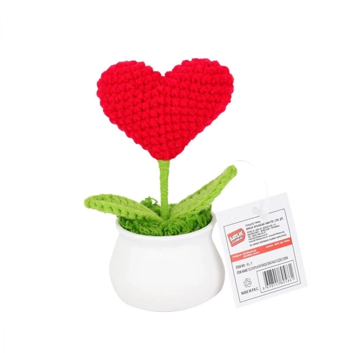 ÇOK SATAN FL-7 12Lİ Kroşe Örgü Saksıda Kalp - 1 Adet Stokta Olan Gönderilir