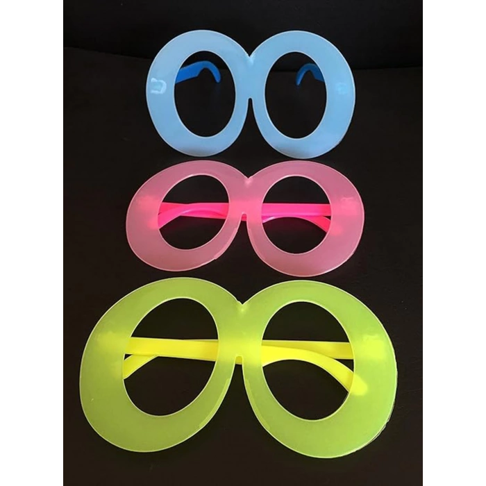 ÇOK SATAN Fosforlu Oval Model Glow Parti Gözlüğü Karanlıkta Yanan Gözlükler 12 Adet
