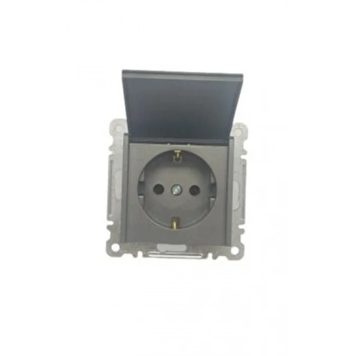 ÇOK SATAN Füme Kapaklı Topraklı Priz Çerçevesiz - Priz ve Anahtar İçin Uyumlu Çerçeve