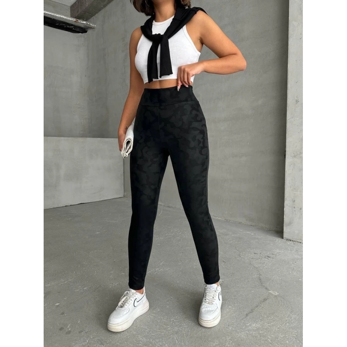 ÇOK SATAN Gizli yan fermuarlı bulut desenli tayt siyah h248638