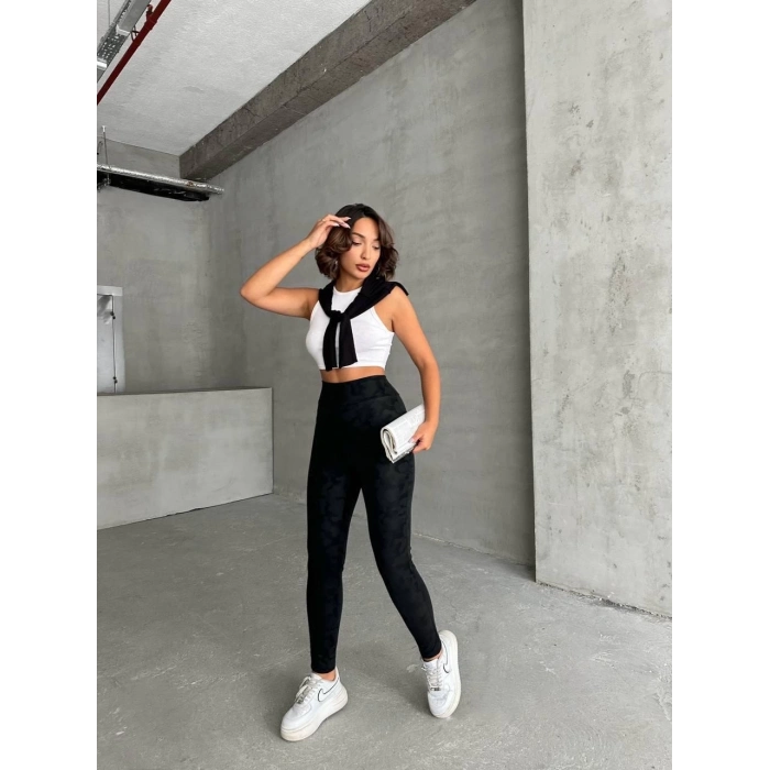 ÇOK SATAN Gizli yan fermuarlı bulut desenli tayt siyah h248638