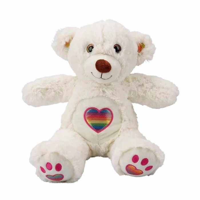 ÇOK SATAN Gökkuşağı Kalpli Peluş Ayı 30 cm.1 Adet Fiyatıdır