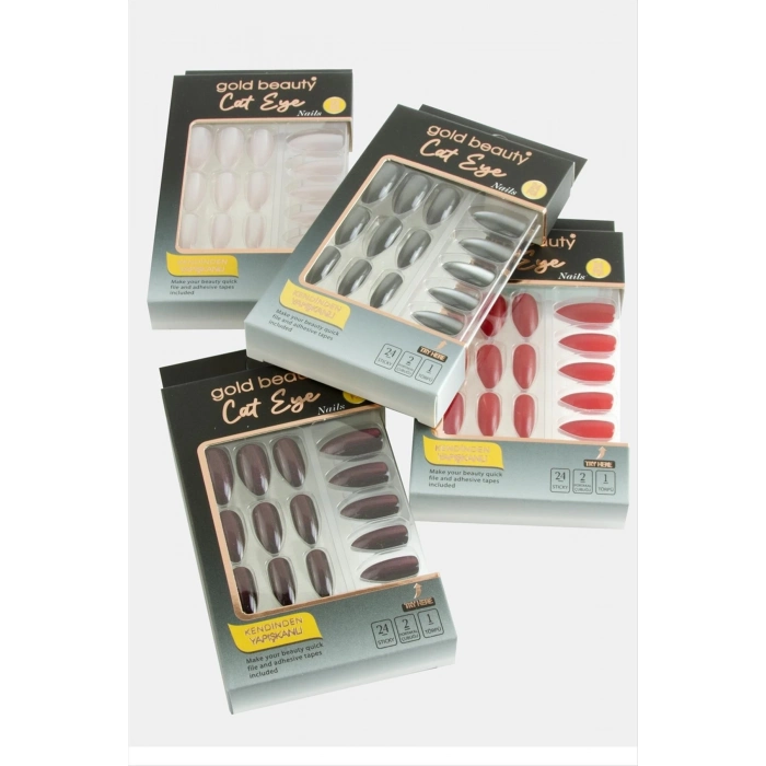 ÇOK SATAN Gold 24lü Kedi Gözü Takma Tırnak