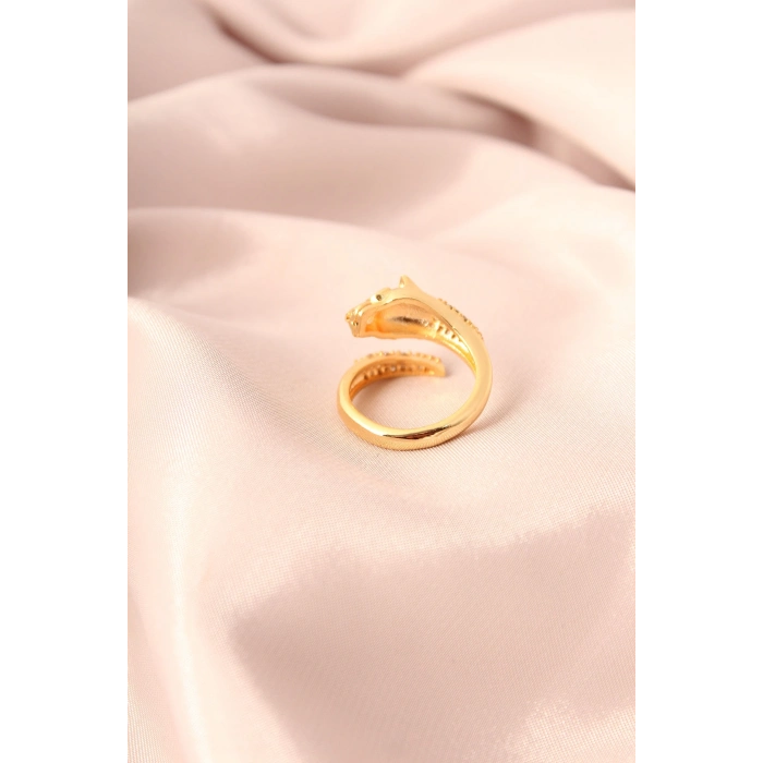 ÇOK SATAN Gold Renk Metal Zirkon Taşlı Kaplan Model Ayarlanabilir Kadın Yüzük