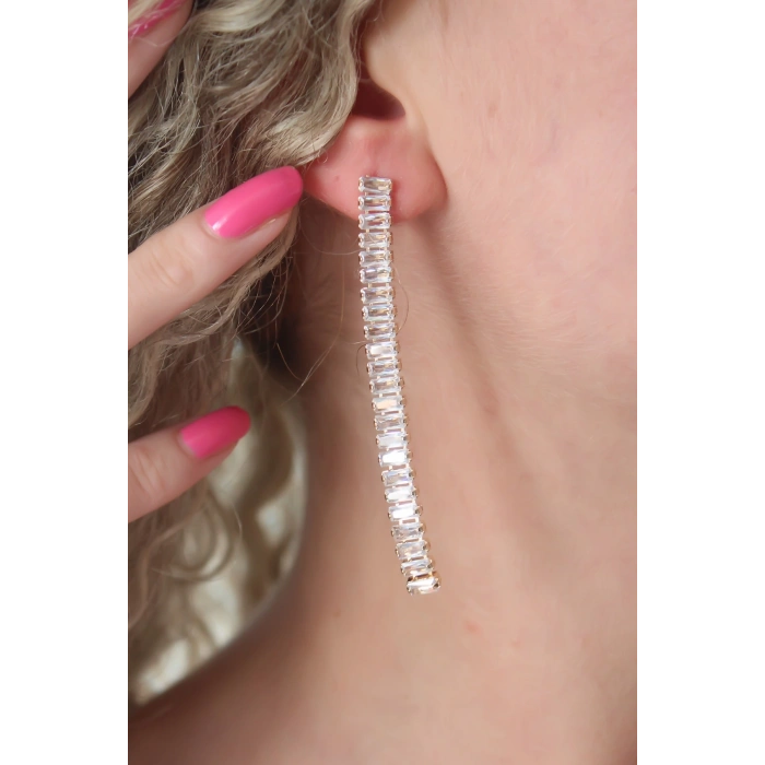 ÇOK SATAN Gold Renk Zirkon Taşlı Kadın Küpe