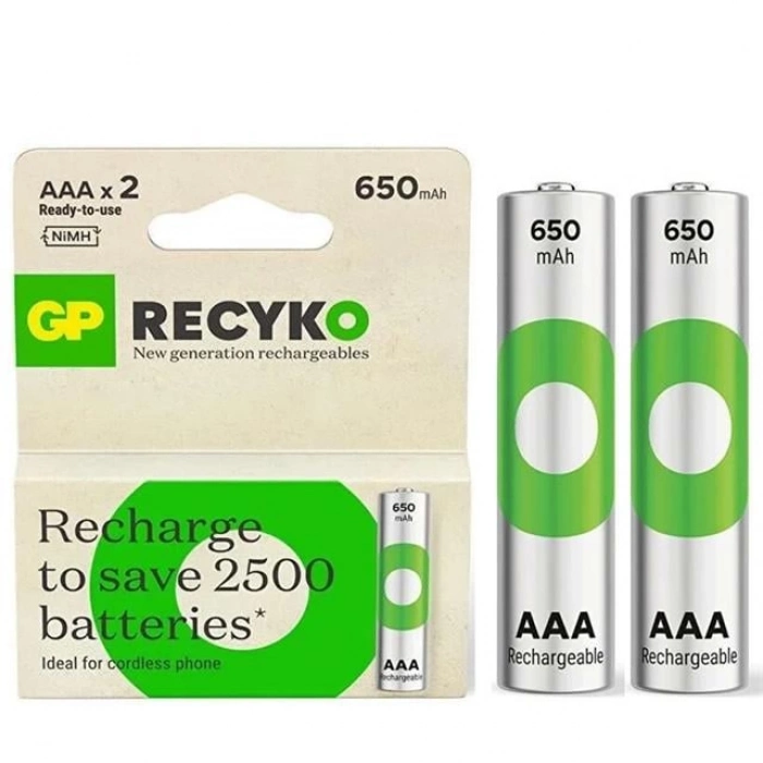 ÇOK SATAN Gp Recyko 650 Mah R03 Aaa Şarjlı 2li İnce Kalem Pil