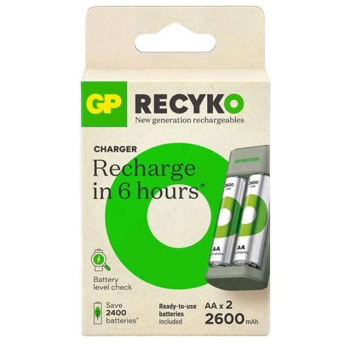 ÇOK SATAN Gp Recyko E221 2*2600 Mah R6 Aa Pilli Şarj Cihazı (gp-e221/270ahcer21-2gtlb2)
