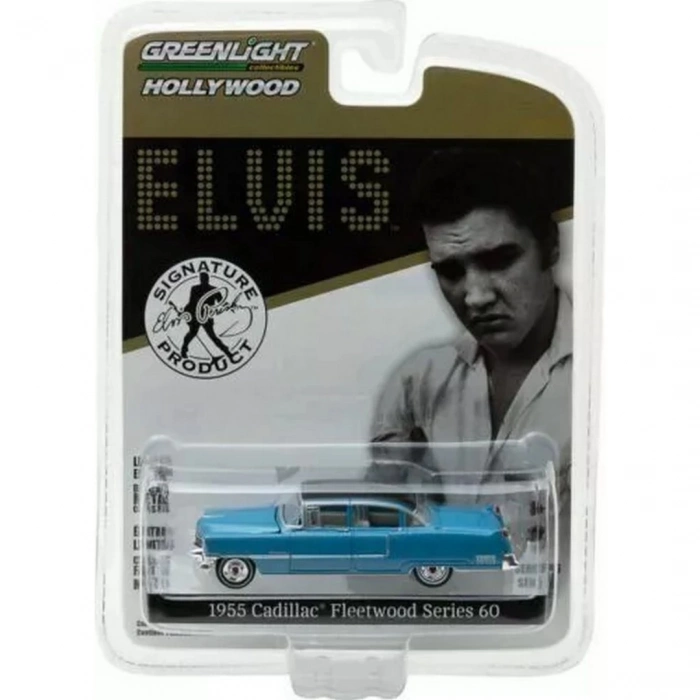 ÇOK SATAN Greenlight 1/64 Hollywood Series 16 - Elvis Presley (1935-77) - 1955 Cadillac Fleetwood Series 60 Blue Cadillac