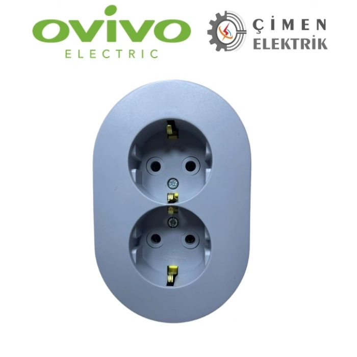ÇOK SATAN Gri İkili Topraklı Priz Sıva Üstü