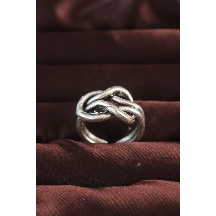 ÇOK SATAN Gümüş Renk Düğüm Model Ayarlamalı Erkek Yüzük