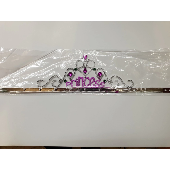 ÇOK SATAN Gümüş Renk Prenses Yazılı Parti Tacı 60 cm