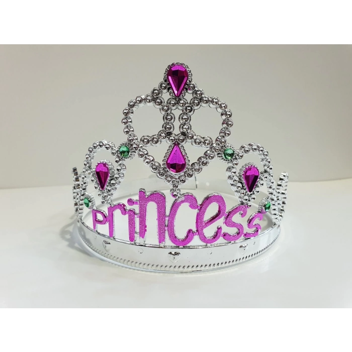 ÇOK SATAN Gümüş Renk Prenses Yazılı Parti Tacı 60 cm