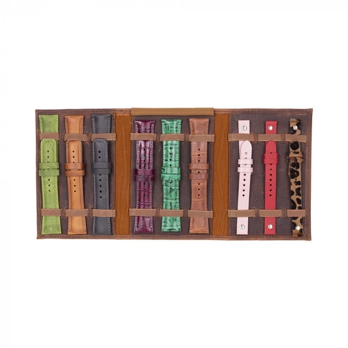 ÇOK SATAN Hakiki Deri, El Yapımı, Saat Kordonu Taşıma Çantası, Antik Kahve