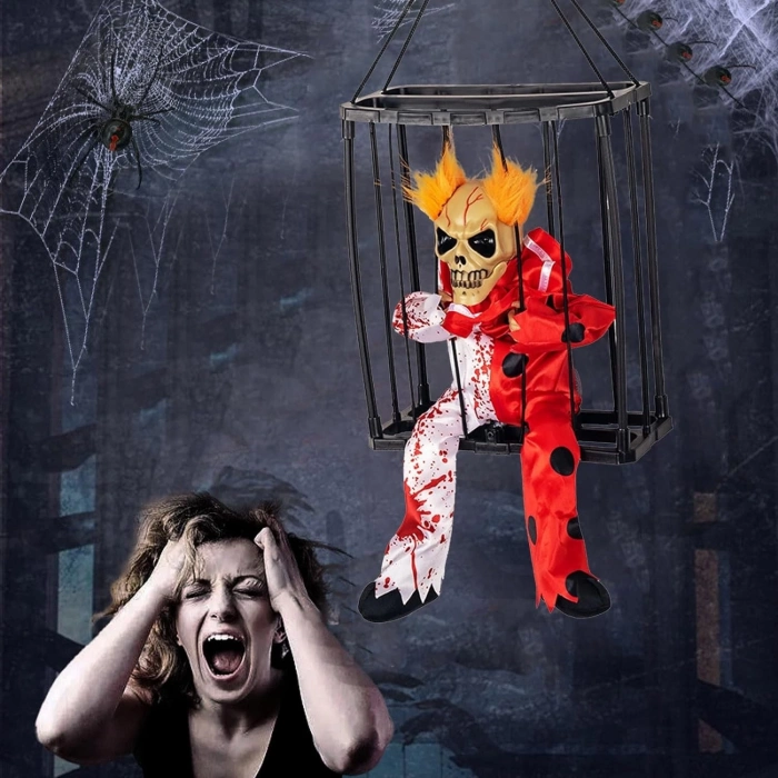 ÇOK SATAN Hareketli Sesli Sensörlü Mahkum Joker İskelet Dekorasyon 22x27 cm