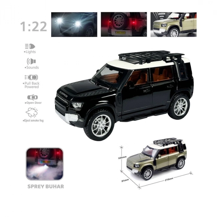 ÇOK SATAN HCL-510A Çek Bırak 1:22 Sesli Ve Işıklı Buharlı DF Metal Jeep
