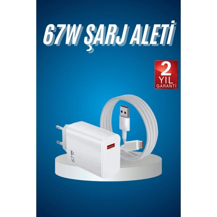 ÇOK SATAN Hızlı Şarj Aleti Adaptörü Kablo Seti 67W Uzun Ömürlü Beyaz