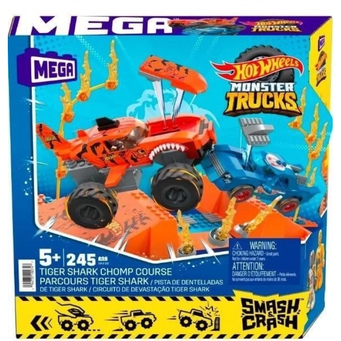 ÇOK SATAN HKF88 MEGA™ Hot Wheels® Smash n Crash Tiger Shark Çarpışma Seti 245 parça +5 yaş