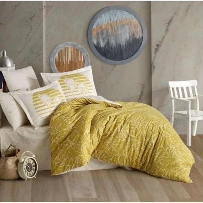 ÇOK SATAN Hobby Çift Kişilik Ranforce Nevresim Takımı Eva Hardal