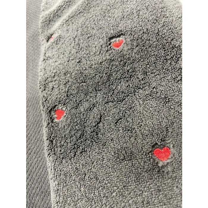 ÇOK SATAN Hobby Lubow Love Koyu Gri Kırmızı Nakışlı 50x90 6lı Havlu Seti