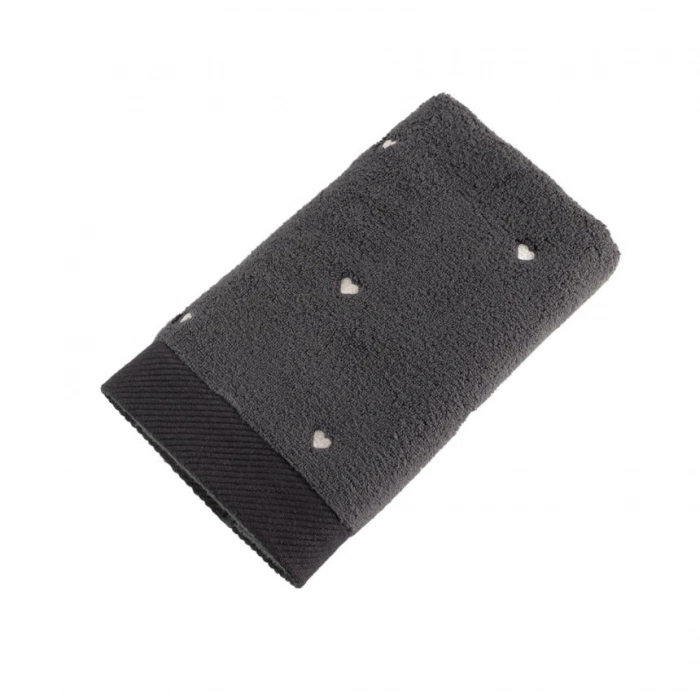 ÇOK SATAN Hobby Lubow Love Koyu Gri Krem Nakışlı 50x90 6lı Havlu Seti