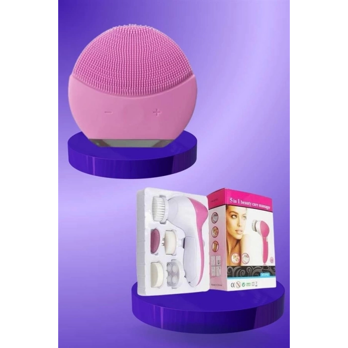 ÇOK SATAN İkili Cilt Bakım Seti 5 Başlıklı Yüz Temizleme ve Masaj Aleti Canlandırıcı ve Onarıcı