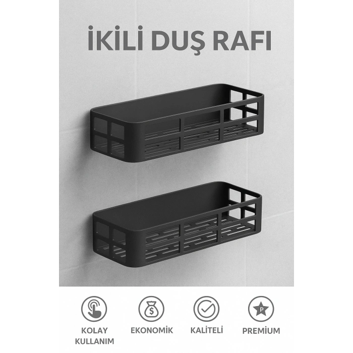 ÇOK SATAN İkili Yapışkanlı Raf Duş Rafı Banyo Rafı Mutfak Rafı Organizer Düzenleyici Saklayıcı Sabunluk Şampuanlık