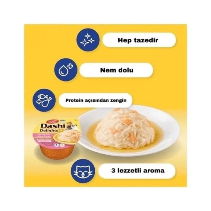ÇOK SATAN Inaba Ciao Dashi Delights Tavuklu Ton ve Somon Balıklı Kedi Çorbası 70 Gr