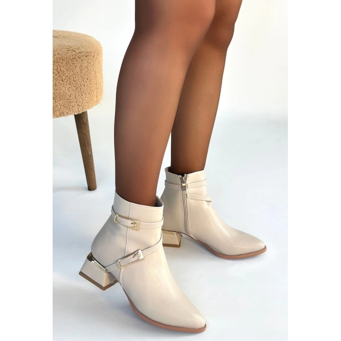 ÇOK SATAN İnay Bej Cilt Topuklu Bot