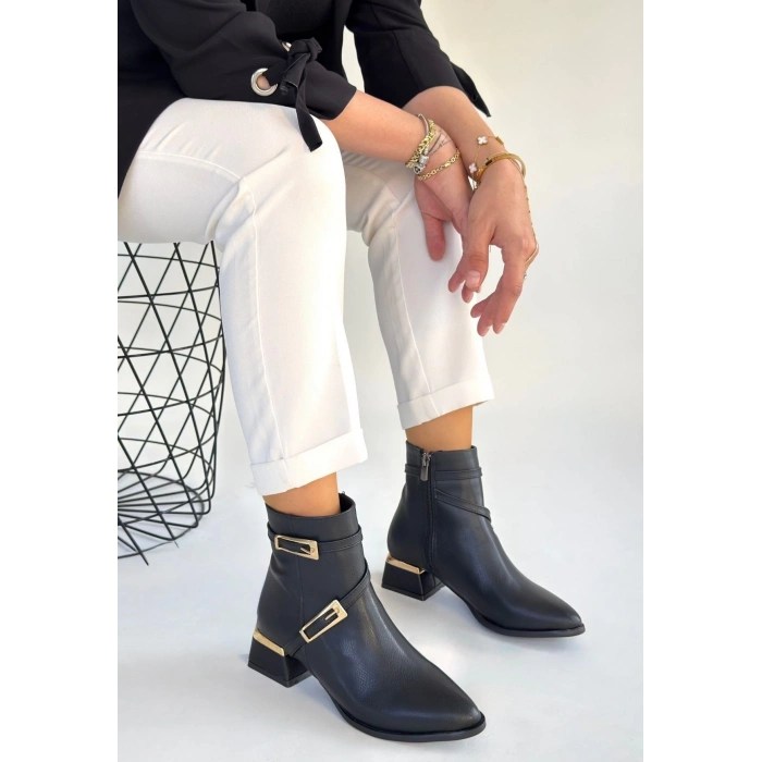 ÇOK SATAN İnay Siyah Cilt Topuklu Bot