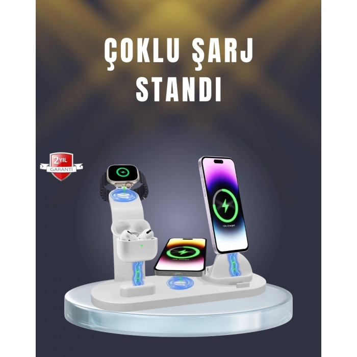 ÇOK SATAN iPhone, AirPods ve Akıllı Saat Uyumlu Çoklu Şarj Cihazı