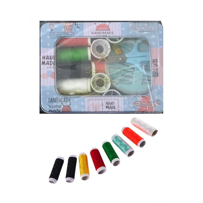 ÇOK SATAN İplik Set Teneke Kutu Kare Plastik Dikiş Seti