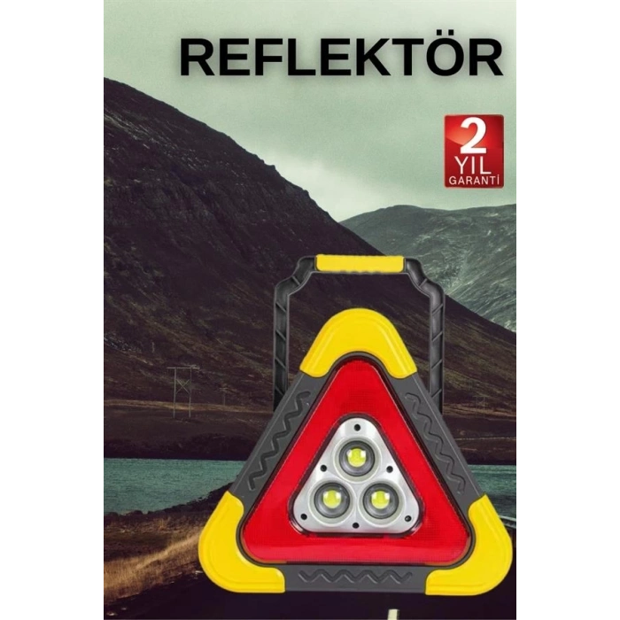 ÇOK SATAN Işıklı Üçgen Reflektör Led Projektör Acil Durum Feneri Flaşör 500 Lümen
