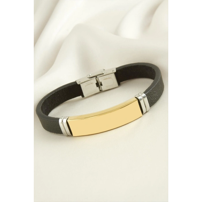 ÇOK SATAN İsim Yazılabilir Deri Çelik Bileklik