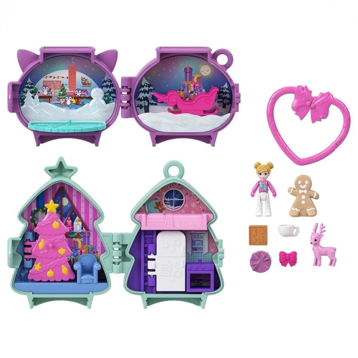 ÇOK SATAN JGM53 Polly Pocket Sevimli Yılbaşı 2li Paket Oyun Seti
