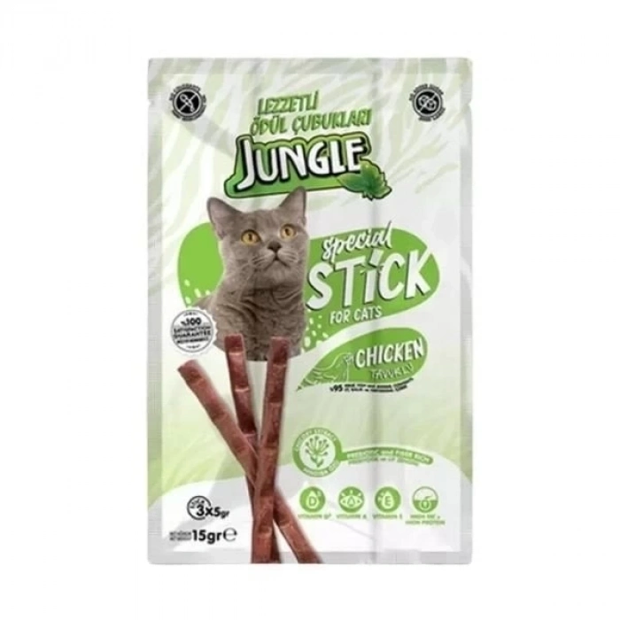 ÇOK SATAN Jungle Tavuklu Stick Kedi Ödülü 3 Adet 5 Gr
