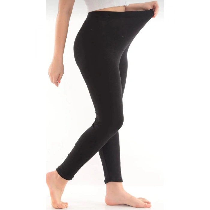 ÇOK SATAN Kadın Siyah Termal Tayt İçi Şardonlu