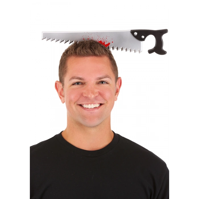 ÇOK SATAN Kafaya Saplanmış Halloween Kanlı Testere Şaka Tacı